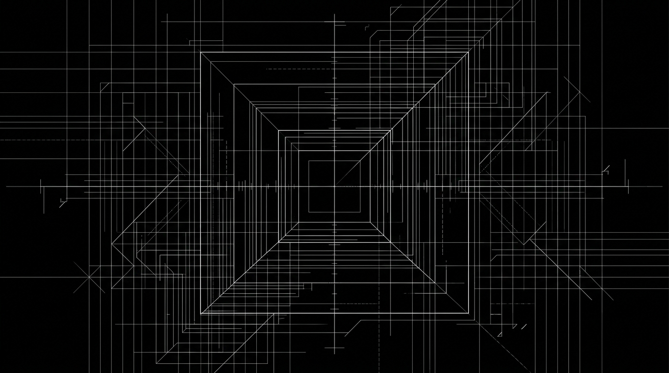 Monochrome Minimalist Interface Grid Schematic & Precision Layout Geometry